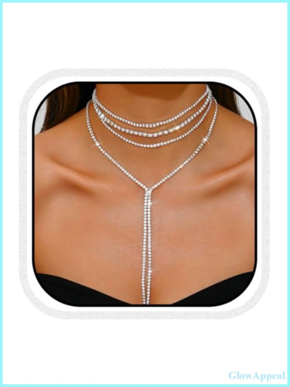 Rhinestone Choker Necklace Crystal Bridal Prom Formal Jewelry for Women